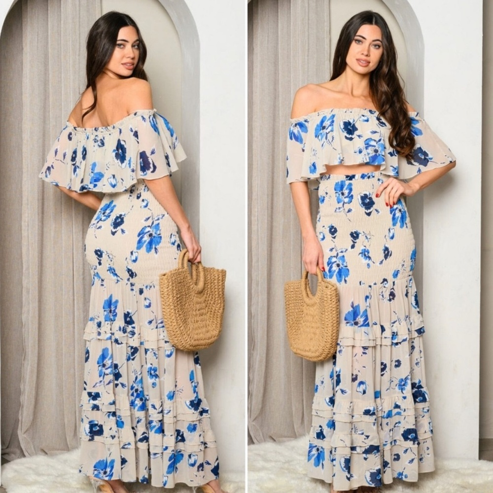 2 piece set  streatch floral day wear or night wear outfit
